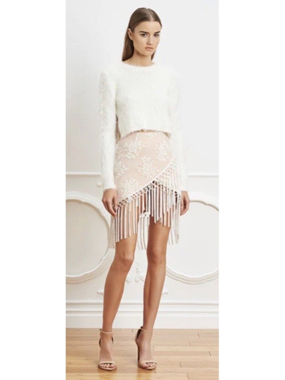 Majorelle Revolve Filaree Fringe Skirt Ivory Size Small